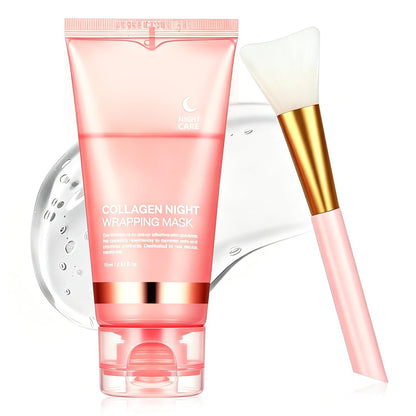 YOTOCK Collagen Night Wrapping Peel off Mask mit Pinsel – Über Nacht Feuchtigkeitsmaske für straffere Haut, reduziert Falten und Erschlaffung, ideales Geschenk für Frauen und Mädchen