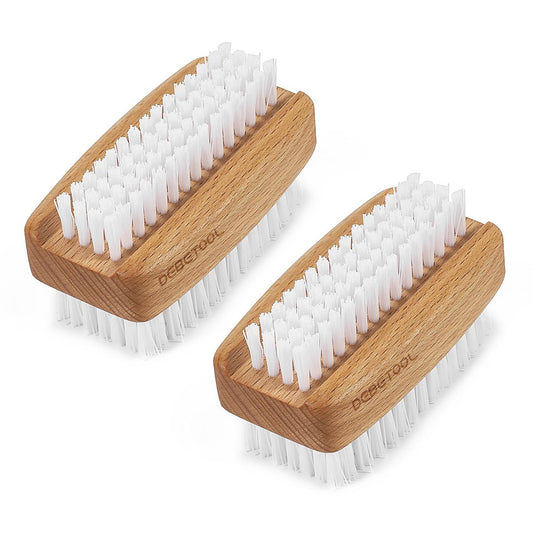 DEBETOOL 2er-Pack Fingernagelbürste - Holz-Nagelbürste zur Reinigung der Fingernägel, doppelseitige Borsten-Hand-Nagelschrubber für hartnäckigen Schmutz, Gartenarbeit & Maniküre