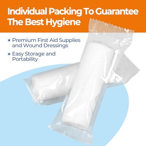 K Kingstar Mullbinden 3 Zoll x 4,1 Yards, 24 Rollen Konformierende Stretch-Gaze-Bandage, einzeln verpackt inklusive medizinischem Klebeband
