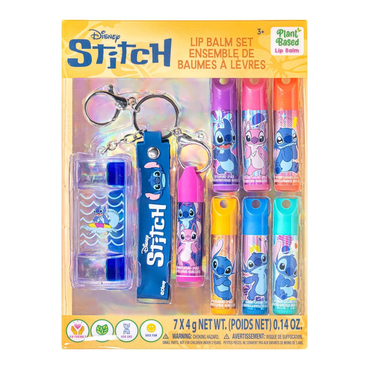 Stitch 7er Pack Lippenbalsam mit Schlüsselanhänger – Pflanzlicher Lippenbalsam für Mädchen und Kinder ab 3 Jahren von Townley Girl