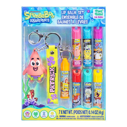 SpongeBob Schwammkopf 7er Pack Lippenbalsam mit Schlüsselanhänger – Pflanzlich, Feuchtigkeitsspendend für Mädchen & Kinder von Townley Girl