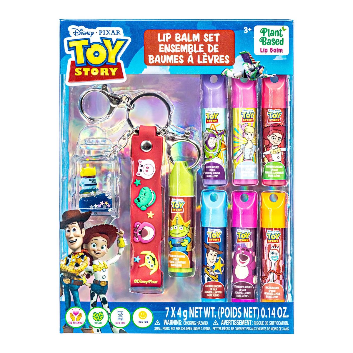 Toy Story 7er Pack Lippenbalsam mit Schlüsselanhänger – pflanzlicher Lippenbalsam für Jungen und Mädchen, Kinder-Chapstick, von Townley Girl