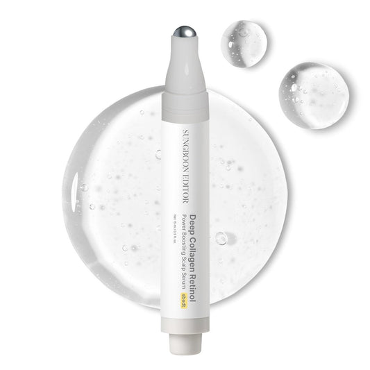 SUNGBOON EDITOR Deep Collagen Retinol Scalp Serum – Roll-On Haarwachstum & Kräftigung, Trockene & Juckende Kopfhaut Behandlung mit Koffein, Biotin & Rosmarin, Koreanische Haarpflege, 15 ml