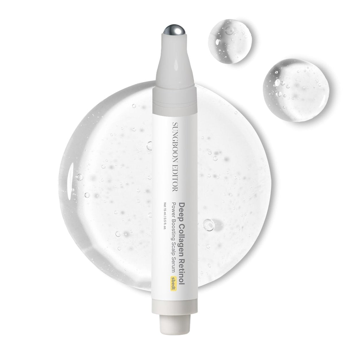 SUNGBOON EDITOR Deep Collagen Retinol Scalp Serum – Roll-On Haarwachstum & Kräftigung, Trockene & Juckende Kopfhaut Behandlung mit Koffein, Biotin & Rosmarin, Koreanische Haarpflege, 15 ml