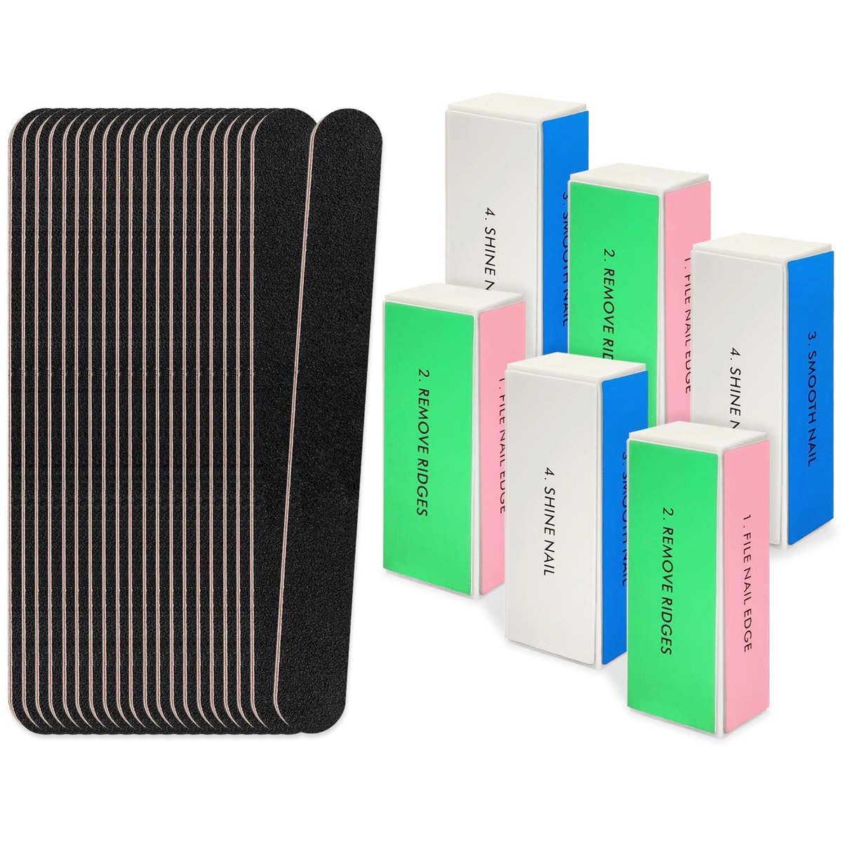 LNAUJS 26-teiliges Nagelfeilen- und Buffer-Set, 100/180 Grit Schwarze Nagelfeilen und Nagelbuffer-Blöcke, Professionelles Pediküre- und Maniküre-Werkzeug-Set für Nagelpflege und Nagelpolitur