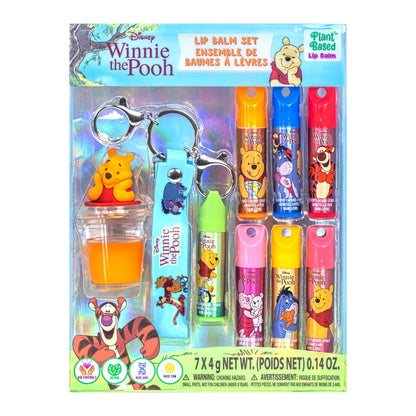 Winnie Puuh Lippenbalsam Schlüsselanhänger Set für Kinder – 7-teiliges pflanzliches Lippenpflegeset mit Puuh-Motiv, von Townley Girl