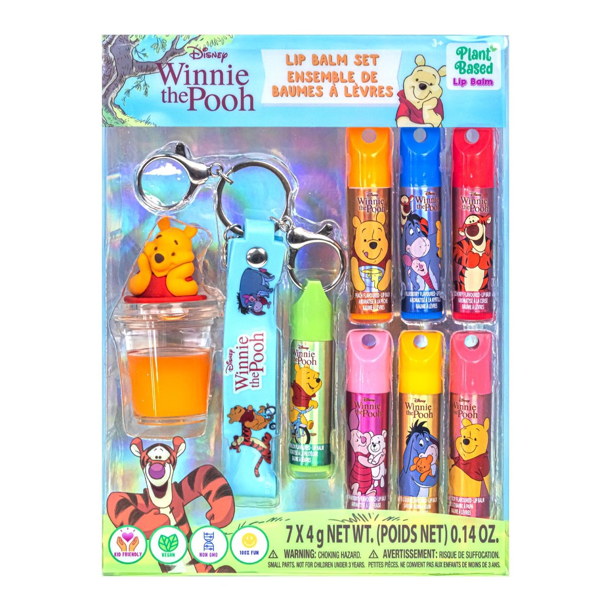 Winnie Puuh Lippenbalsam Schlüsselanhänger Set für Kinder – 7-teiliges pflanzliches Lippenpflegeset mit Puuh-Motiv, von Townley Girl