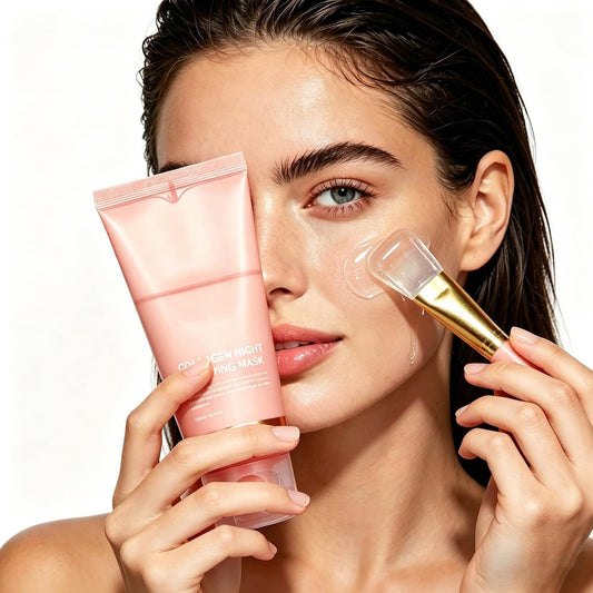 DaiLaiFu Kollagen Nacht-Wrapping-Maske (2,54 fl oz), Peel-off Nachtmaske mit Applikator, Tiefenpflege & Feuchtigkeit & Straffung, natürliche Inhaltsstoffe, sanft zur Haut