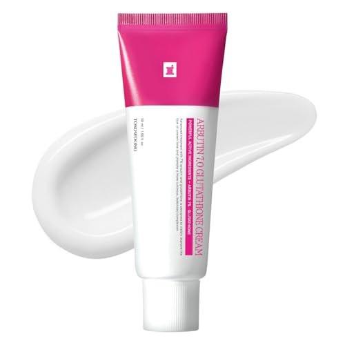 TOSOWOONG Arbutin 7% Glutathione Cream – 70.000 ppm Arbutin + 5.001 ppm Glutathione – Koreanische Hautpflege gegen dunkle Flecken, Pigmentflecken und ungleichmäßigen Hautton – 50 ml