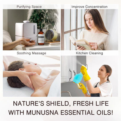 MUNUSNA Eukalyptus-Öl, 100 ml – 100% reines, natürliches Aromatherapie-Öl für Diffuser, Massage, Hautpflege, Seifen- und Kerzenherstellung