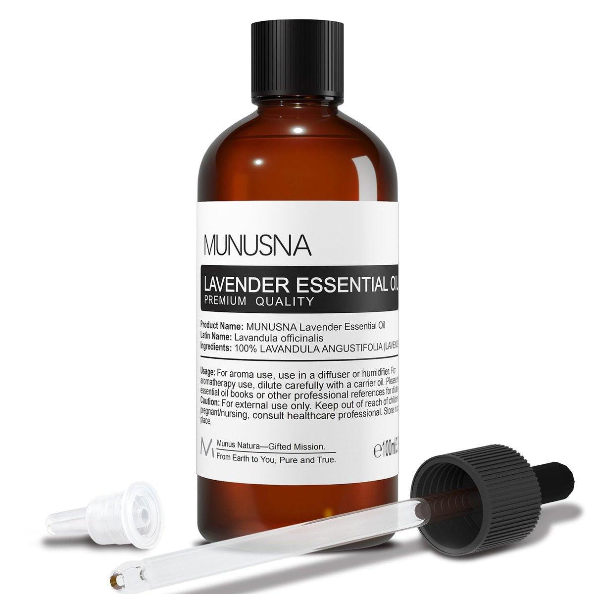 MUNUSNA Lavendel Ätherisches Öl, 100 ml – Reines & Natürliches Lavendelöl für Haare, Körper, Haut, Aromatherapie-Diffuser, Meditation, Massage, Kerzen, Seifen & Badebomben