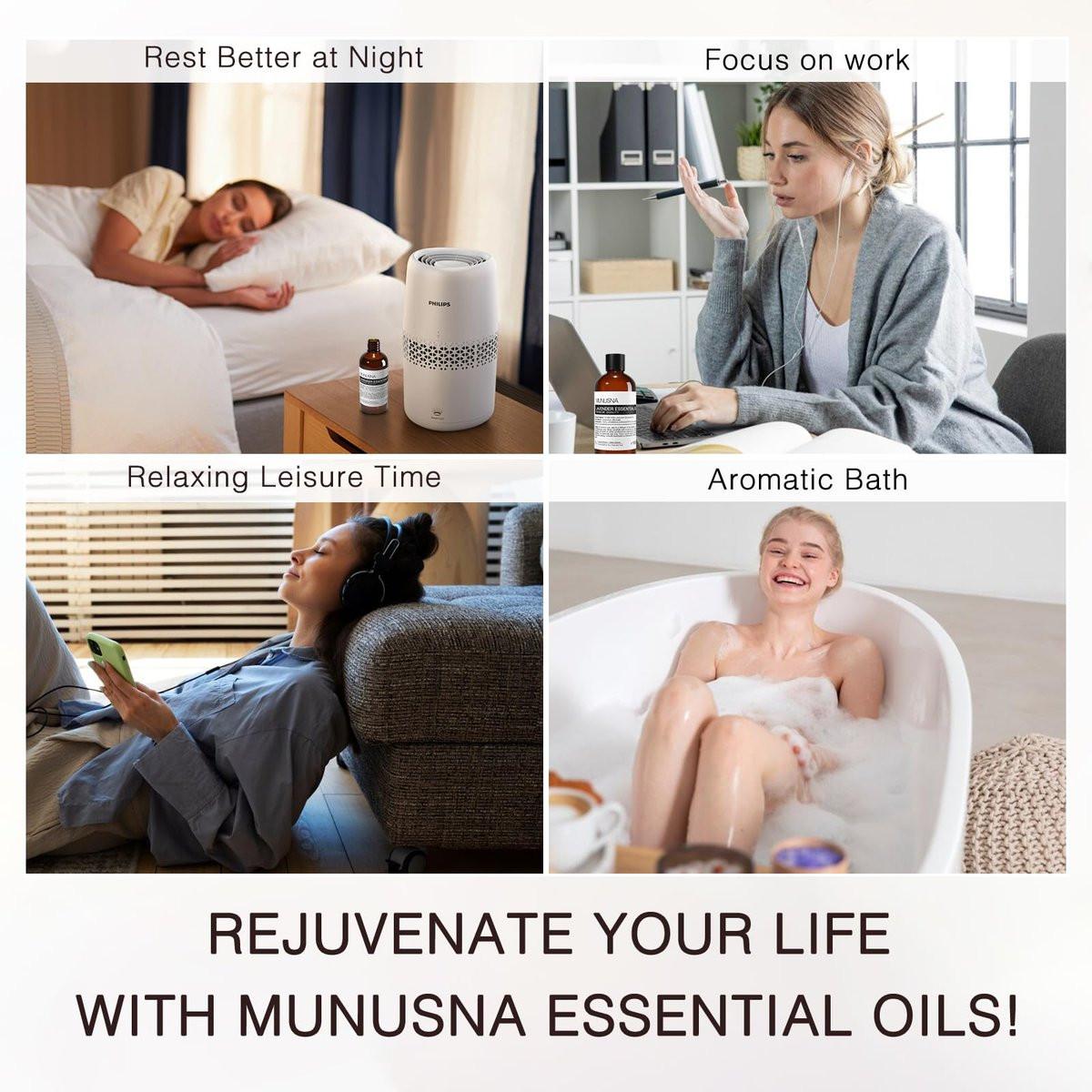 MUNUSNA Lavendel Ätherisches Öl, 100 ml – Reines & Natürliches Lavendelöl für Haare, Körper, Haut, Aromatherapie-Diffuser, Meditation, Massage, Kerzen, Seifen & Badebomben