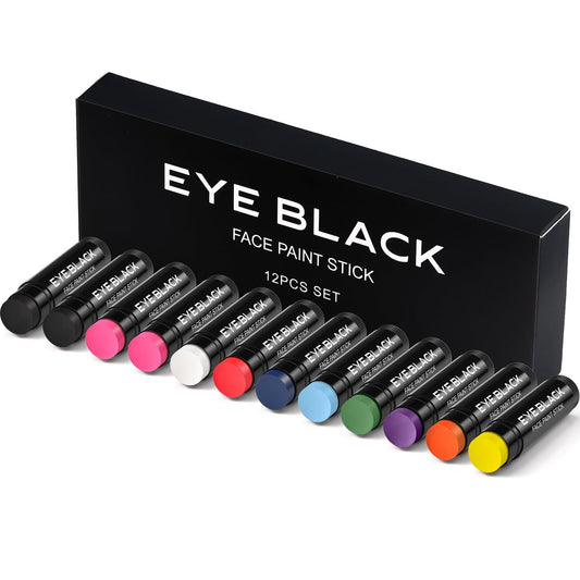 DALVGFN 12er Pack Eye Black Stick – Anti-Glare Augenfarbe für Baseball, Football, Softball, Lacrosse – Schweißfestes Augenschwarz – Glatte & langanhaltende Formel – Game Day Accessoires