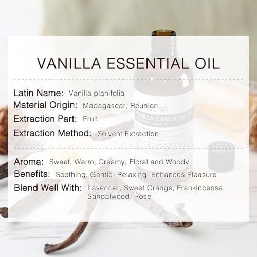 MUNUSNA Vanille ätherisches Öl, 100% natürlich und rein, 100 ml, Premium-Qualität für Aromatherapie, Diffuser, Luftbefeuchter, Hautpflege, Kerzen- und Seifenherstellung