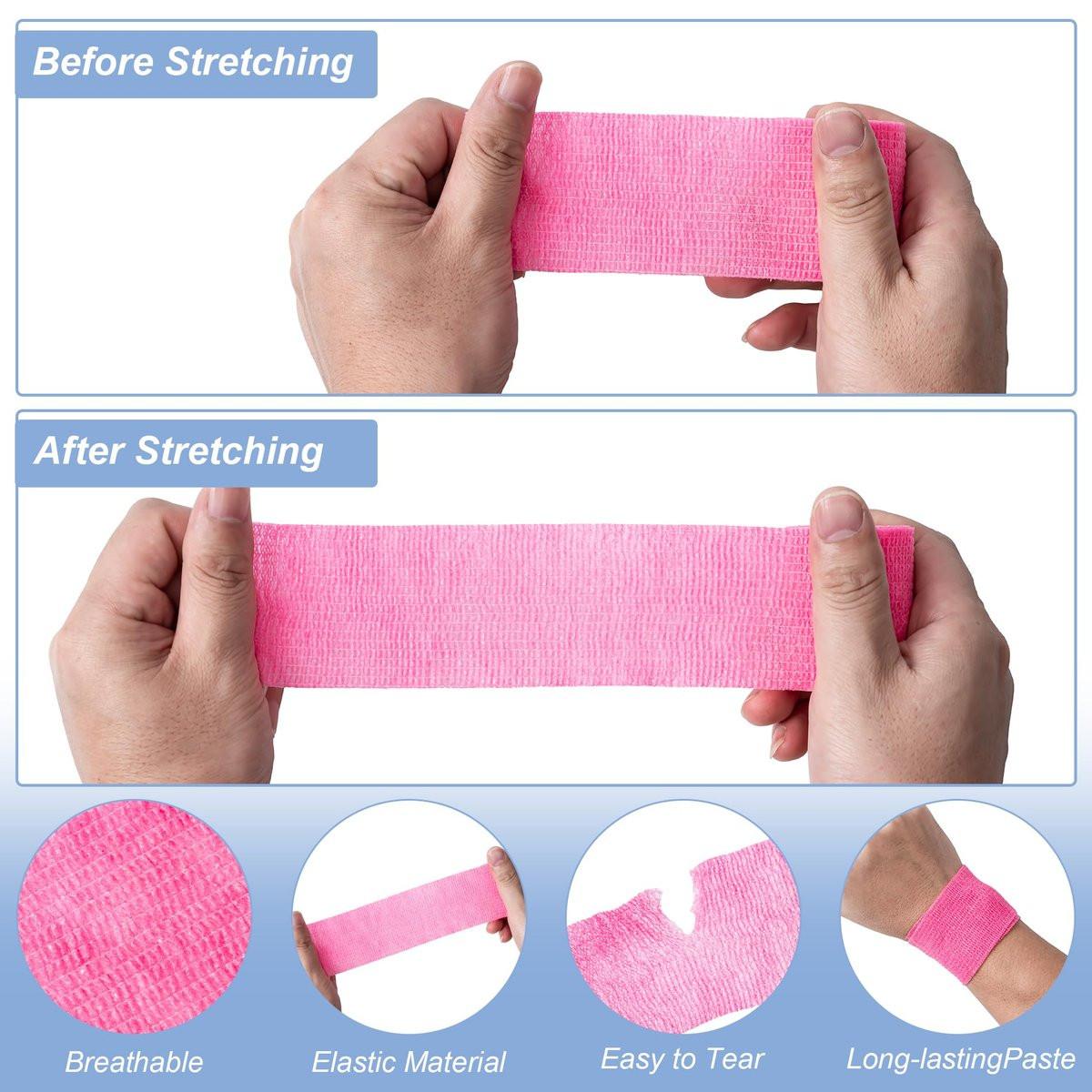16er-Pack Selbstklebende Bandagen, 2" x 5 Yards, Vlies-Elastische Kohäsivbandage, Farbiges Sporttape für Handgelenk, Tierarztwickel, Knöchel (Mehrfarbig)