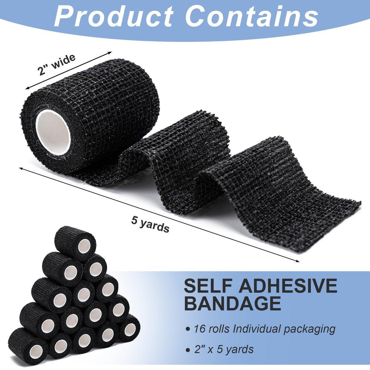 16er-Pack Selbstklebende Bandagen, 2" x 5 Yards, Vlies-Elastische Kohäsivbandage, Farbiges Sporttape für Handgelenk, Tierarztwickel, Knöchel (Mehrfarbig)