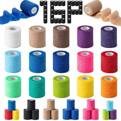 16er-Pack Selbstklebende Bandagen, 2" x 5 Yards, Vlies-Elastische Kohäsivbandage, Farbiges Sporttape für Handgelenk, Tierarztwickel, Knöchel (Mehrfarbig)