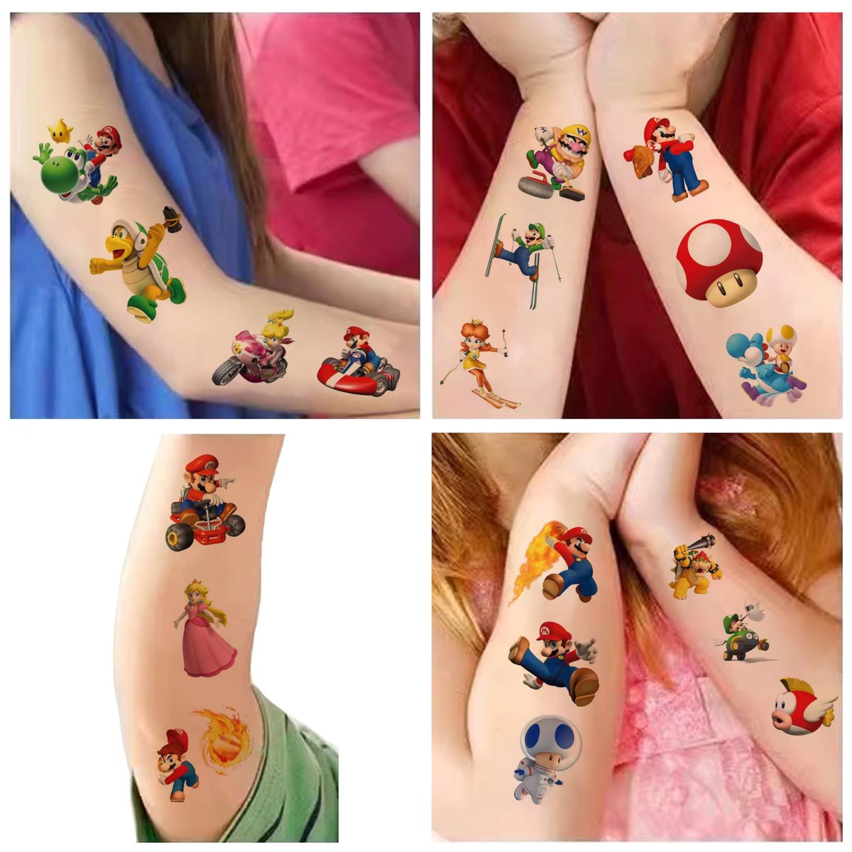40 Blatt Mario Temporäre Tattoos – Geburtstags-Motto-Partybedarf, Dekoration, Mitgebsel, Cartoon-Aufkleber für Kinder, Jungen, zu Hause, Aktivität, Preise, Karneval, Weihnachtsbelohnungen