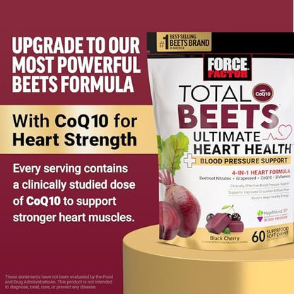 Force Factor Total Beets Gummies – Blutdruckunterstützung, liposomales Rote-Bete-Pulver, Zuckerfrei, gemischte Beeren, 60 Gummis