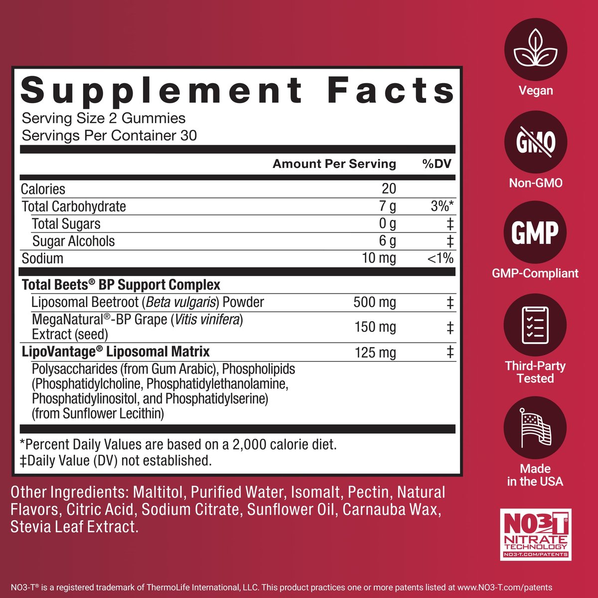 Force Factor Total Beets Gummies – Blutdruckunterstützung, liposomales Rote-Bete-Pulver, Zuckerfrei, gemischte Beeren, 60 Gummis