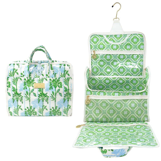 Lilly Pulitzer Reise-Kosmetiktasche mit Henkel, Taschen und Reißverschluss – Hängende Reiseorganizer für Make-up und Toilettenartikel (Swayin in the Breeze)