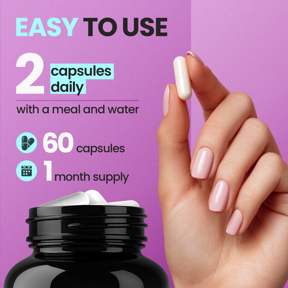 Biotin | Kollagen | Keratin Booster mit Hyaluronsäure – Kräftigeres Haarwachstum, Gesunde Haut & Stärkere Nägel – Extra stark – Multi-Vitamin-B-Komplex – Für Frauen & Männer – Hergestellt in den USA – 60 Kapseln