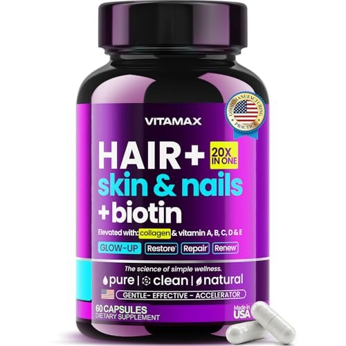 Biotin | Kollagen | Keratin Booster mit Hyaluronsäure – Kräftigeres Haarwachstum, Gesunde Haut & Stärkere Nägel – Extra stark – Multi-Vitamin-B-Komplex – Für Frauen & Männer – Hergestellt in den USA – 60 Kapseln