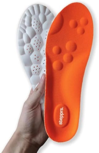 Original Stepprs Komfort-Einlegesohlen für Damen und Herren – verstellbare Größe, 4D Memory Foam Clouds Sohlen, Fußgewölbeunterstützung, verbesserte Körperhaltung (Orange, US Männer 8-13.5)