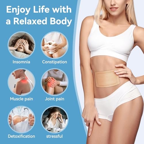Taoscare 20 Stück Rizinusöl-Pack-Wrap, 13x10 cm selbstklebende Rizinusöl-Pflaster für Bauch, Bauchnabel, Knie, Leber, Einweg-Baumwollflanell, tragbar, auslaufsicher & kein Waschen
