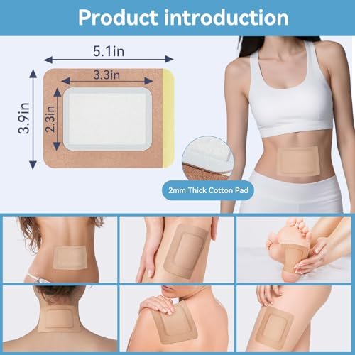 Taoscare 20 Stück Rizinusöl-Pack-Wrap, 13x10 cm selbstklebende Rizinusöl-Pflaster für Bauch, Bauchnabel, Knie, Leber, Einweg-Baumwollflanell, tragbar, auslaufsicher & kein Waschen
