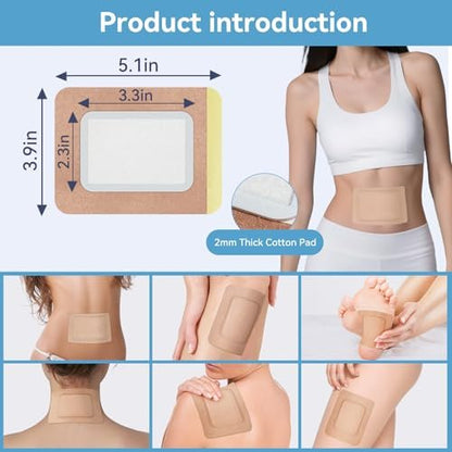 Taoscare 20 Stück Rizinusöl-Pack-Wrap, 13x10 cm selbstklebende Rizinusöl-Pflaster für Bauch, Bauchnabel, Knie, Leber, Einweg-Baumwollflanell, tragbar, auslaufsicher & kein Waschen