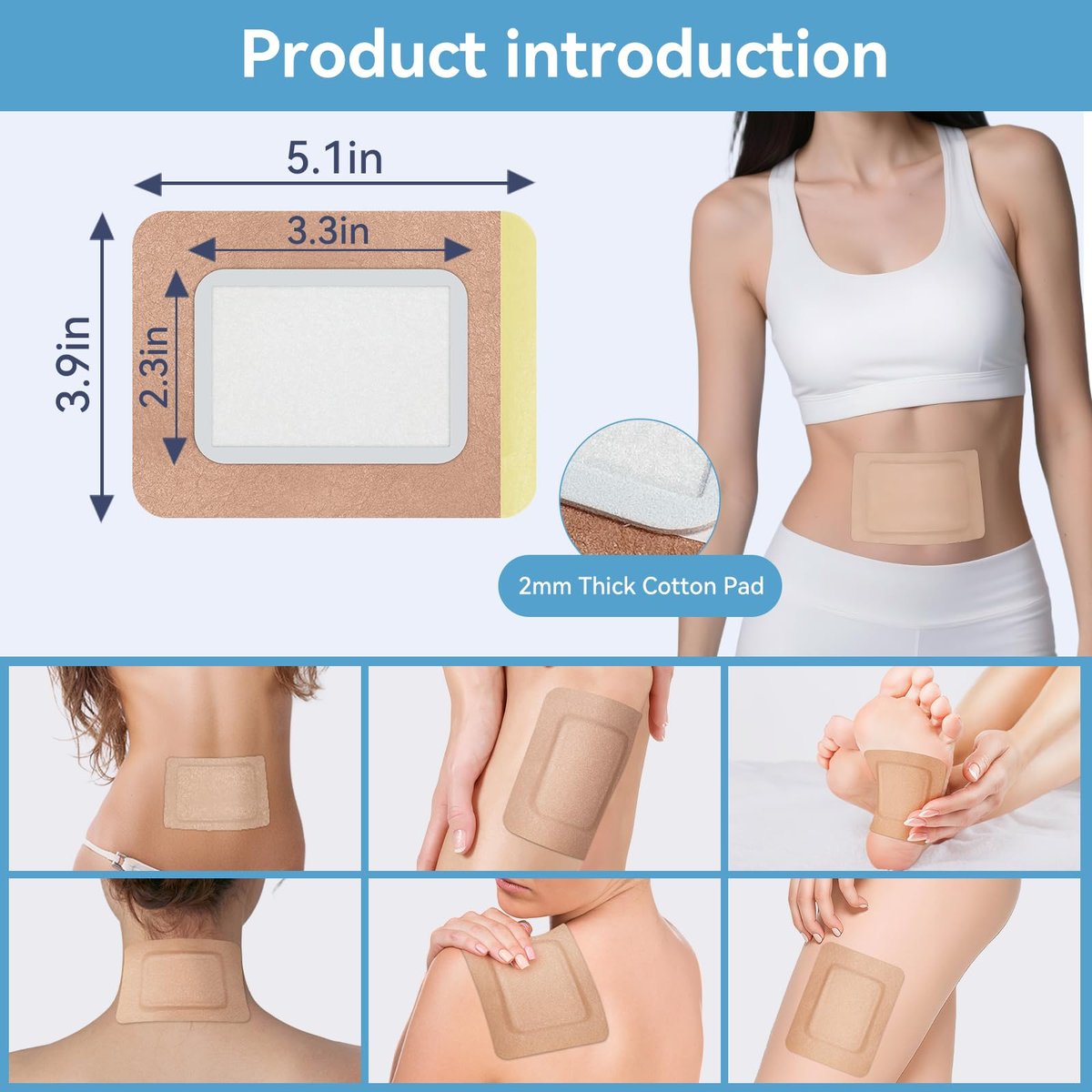 Taoscare 20 Stück Rizinusöl-Pack-Wrap, 13x10 cm selbstklebende Rizinusöl-Pflaster für Bauch, Bauchnabel, Knie, Leber, Einweg-Baumwollflanell, tragbar, auslaufsicher & kein Waschen