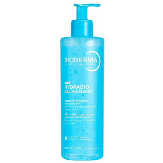 Bioderma Hydrabio Schaumgel – 3-in-1 Reinigungsgel, Make-up Entferner und Feuchtigkeitsspender für dehydrierte Haut, 400 ml