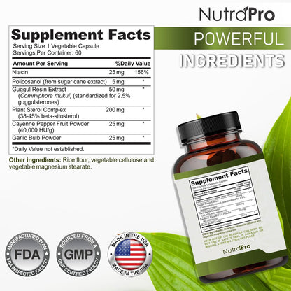 Herzgesundheit Cholesterin Supplemente - Cholesterin Gesundheit & Herzunterstützung mit Pflanzensterinen, Niacin & Knoblauchpulver. Vitaminpillen für gesundes Cholesterin und gesundes Herz. Zweimonatsvorrat.