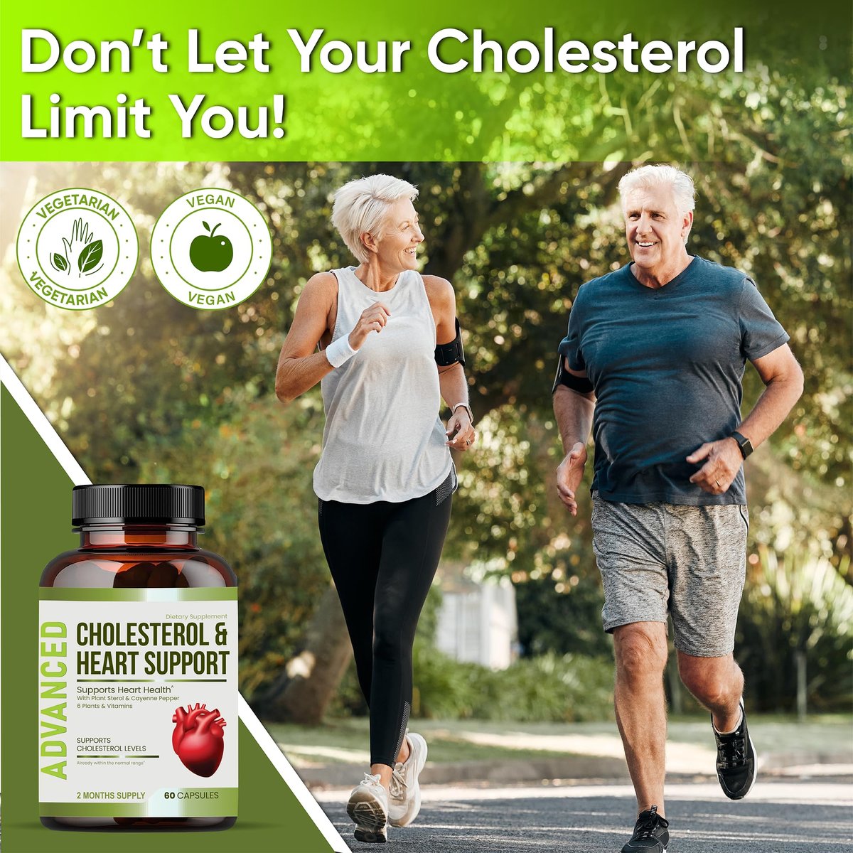 Herzgesundheit Cholesterin Supplemente - Cholesterin Gesundheit & Herzunterstützung mit Pflanzensterinen, Niacin & Knoblauchpulver. Vitaminpillen für gesundes Cholesterin und gesundes Herz. Zweimonatsvorrat.