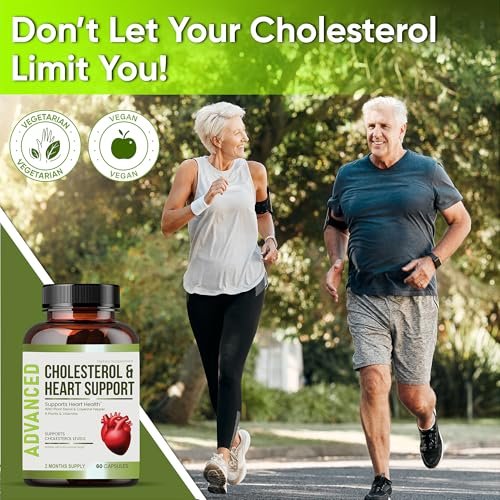 Herzgesundheit Cholesterin Supplemente - Cholesterin Gesundheit & Herzunterstützung mit Pflanzensterinen, Niacin & Knoblauchpulver. Vitaminpillen für gesundes Cholesterin und gesundes Herz. Zweimonatsvorrat.