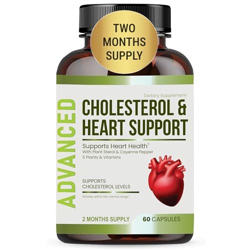 Herzgesundheit Cholesterin Supplemente - Cholesterin Gesundheit & Herzunterstützung mit Pflanzensterinen, Niacin & Knoblauchpulver. Vitaminpillen für gesundes Cholesterin und gesundes Herz. Zweimonatsvorrat.