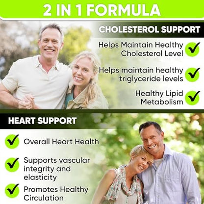 Herzgesundheit Cholesterin Supplemente - Cholesterin Gesundheit & Herzunterstützung mit Pflanzensterinen, Niacin & Knoblauchpulver. Vitaminpillen für gesundes Cholesterin und gesundes Herz. Zweimonatsvorrat.