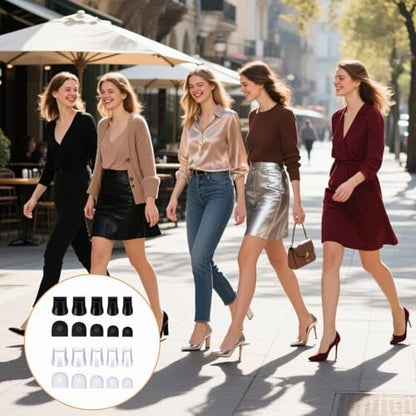 10 Paar Hochhackenschutz, transparente Absatzkappen für High Heels, rutschfest, geräuschreduzierend, U-förmige Absatzstopper für Stilettos, für Hochzeiten, Gras, Kies, Outdoor-Gebrauch