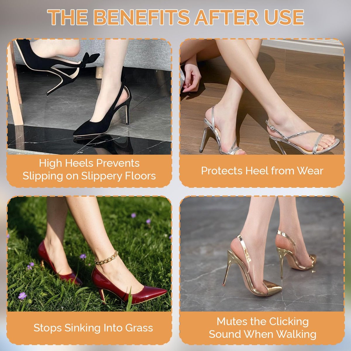 10 Paar Hochhackenschutz, transparente Absatzkappen für High Heels, rutschfest, geräuschreduzierend, U-förmige Absatzstopper für Stilettos, für Hochzeiten, Gras, Kies, Outdoor-Gebrauch