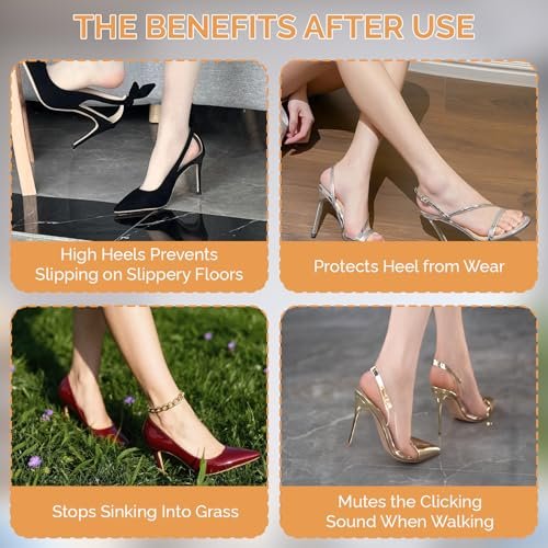 10 Paar Hochhackenschutz, transparente Absatzkappen für High Heels, rutschfest, geräuschreduzierend, U-förmige Absatzstopper für Stilettos, für Hochzeiten, Gras, Kies, Outdoor-Gebrauch
