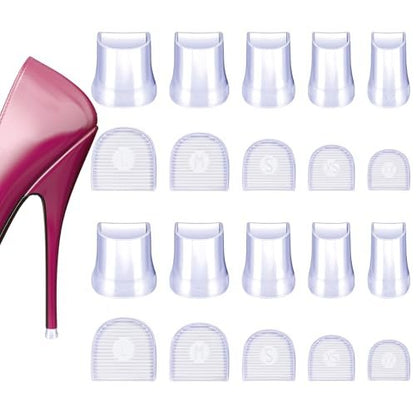 10 Paar Hochhackenschutz, transparente Absatzkappen für High Heels, rutschfest, geräuschreduzierend, U-förmige Absatzstopper für Stilettos, für Hochzeiten, Gras, Kies, Outdoor-Gebrauch