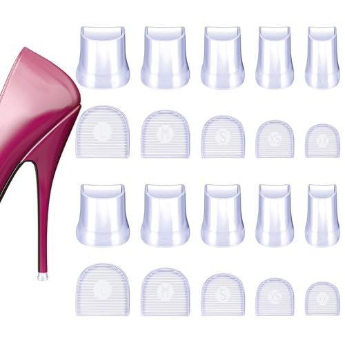 10 Paar Hochhackenschutz, transparente Absatzkappen für High Heels, rutschfest, geräuschreduzierend, U-förmige Absatzstopper für Stilettos, für Hochzeiten, Gras, Kies, Outdoor-Gebrauch