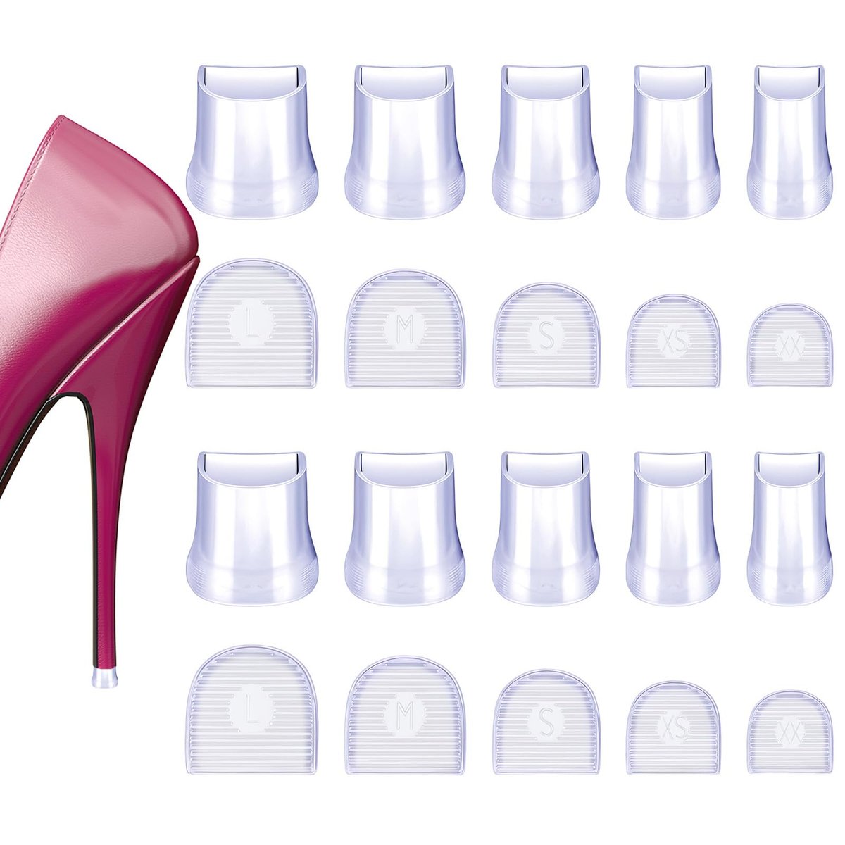 10 Paar Hochhackenschutz, transparente Absatzkappen für High Heels, rutschfest, geräuschreduzierend, U-förmige Absatzstopper für Stilettos, für Hochzeiten, Gras, Kies, Outdoor-Gebrauch