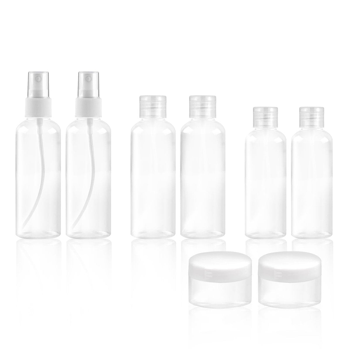 Ninsula 8-teiliges Reiseflaschen-Set, TSA-zugelassene Reisegröße, auslaufsichere Kosmetikbehälter für Shampoo, Conditioner, Creme – unverzichtbare Reiseutensilien für Frauen und Männer