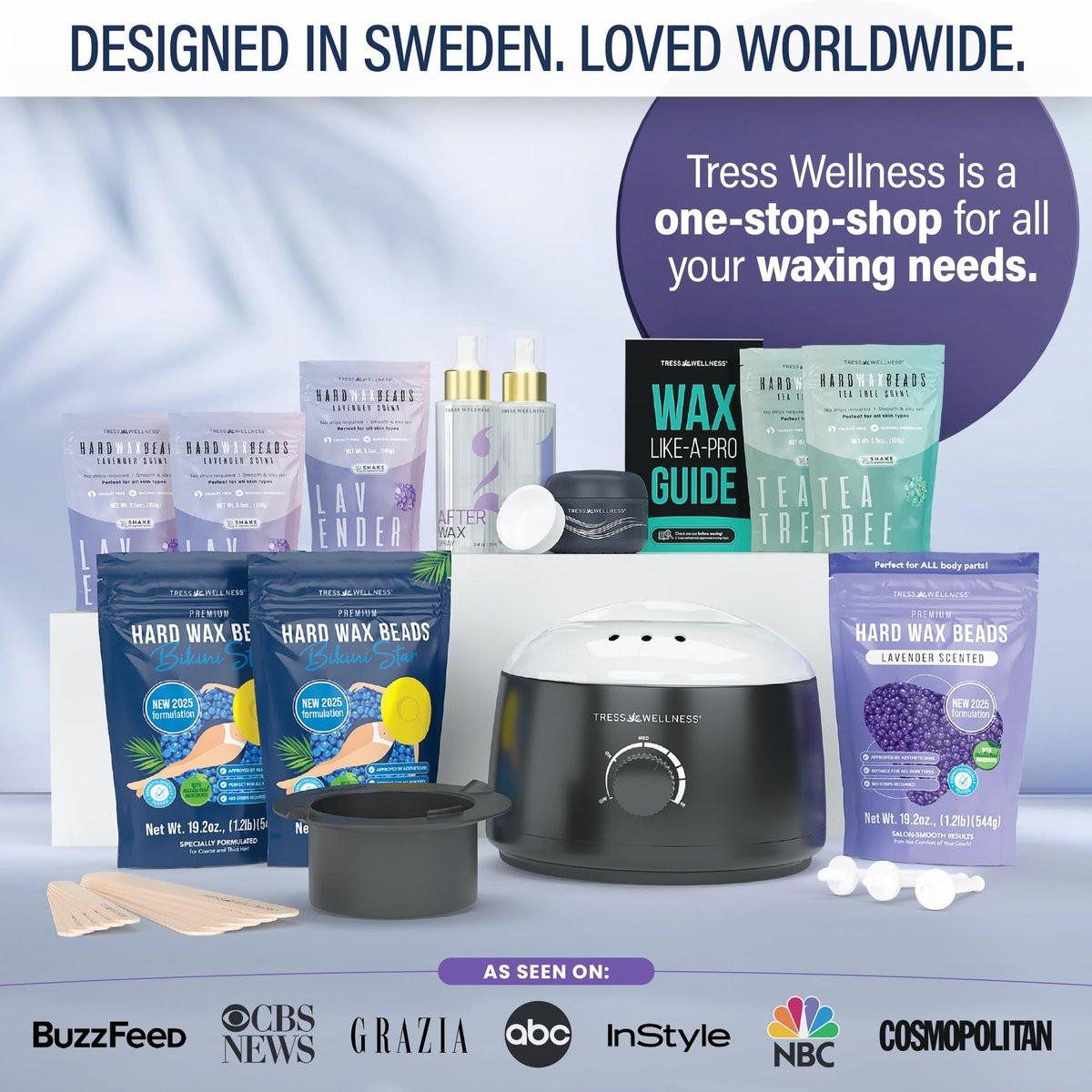 Tress Wellness Deluxe Enthaarungsset für empfindliche Haut – Gesicht & Körper, inklusive Vor- und Nachbehandlungsspray, einfach anzuwenden – für Gesicht, Bikini, Brazilian & Ganzkörper, Schwarz & Weiß