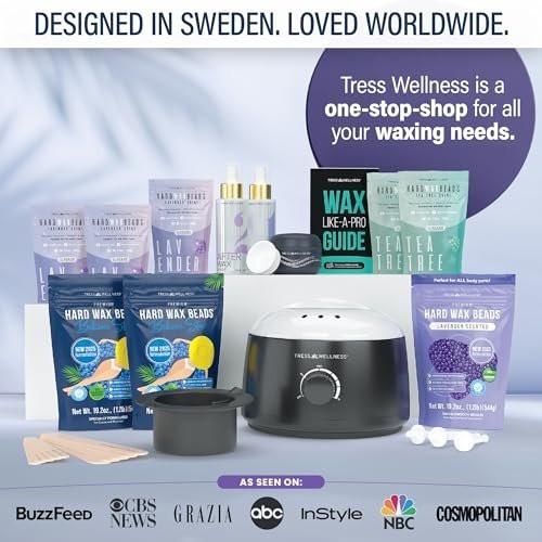 Tress Wellness Deluxe Enthaarungsset für empfindliche Haut – Gesicht & Körper, inklusive Vor- und Nachbehandlungsspray, einfach anzuwenden – für Gesicht, Bikini, Brazilian & Ganzkörper, Schwarz & Weiß