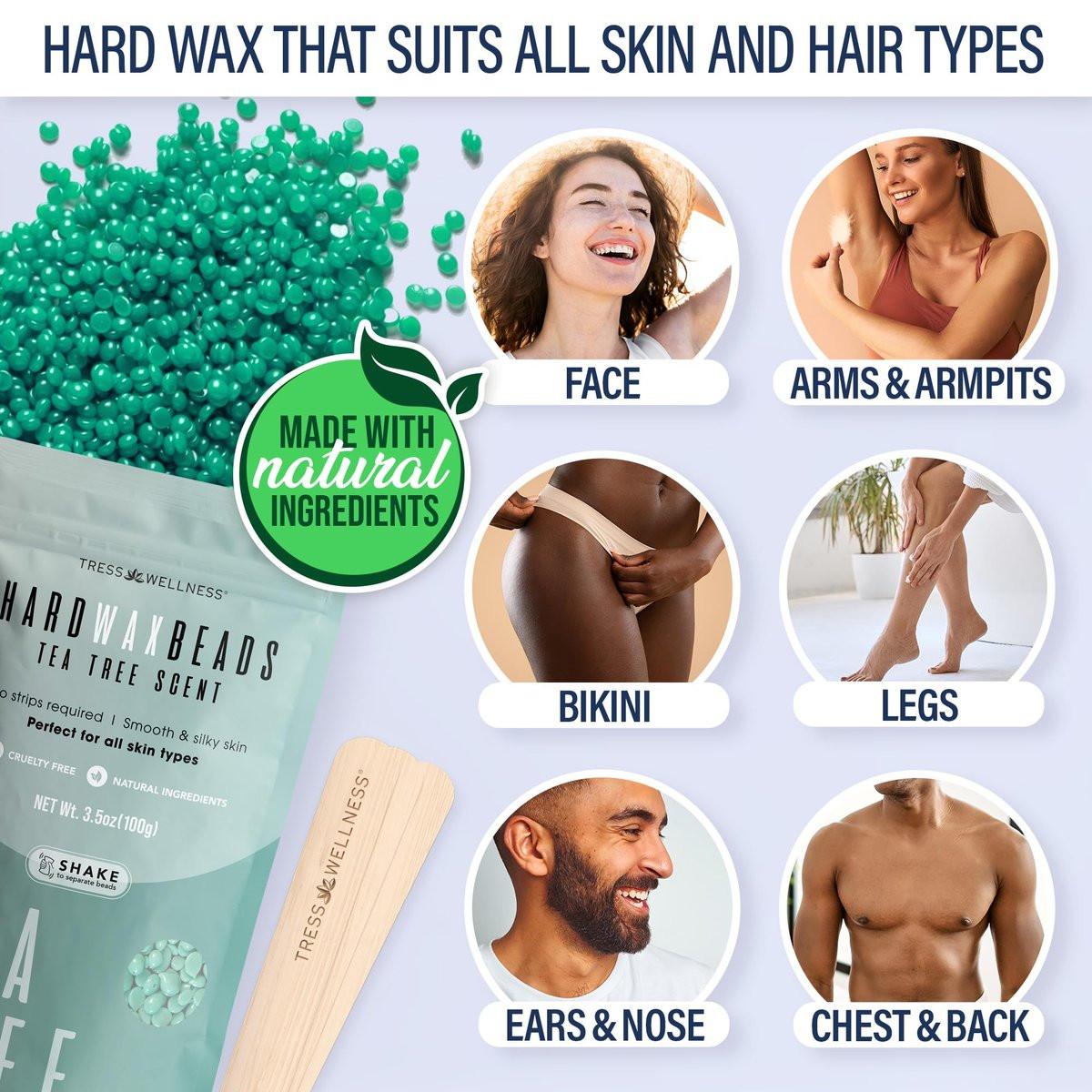 Tress Wellness Deluxe Enthaarungsset für empfindliche Haut – Gesicht & Körper, inklusive Vor- und Nachbehandlungsspray, einfach anzuwenden – für Gesicht, Bikini, Brazilian & Ganzkörper, Schwarz & Weiß