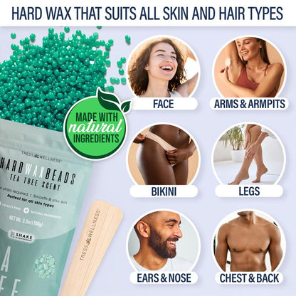 Tress Wellness Deluxe Enthaarungsset für empfindliche Haut – Gesicht & Körper, inklusive Vor- und Nachbehandlungsspray, einfach anzuwenden – für Gesicht, Bikini, Brazilian & Ganzkörper, Schwarz & Weiß
