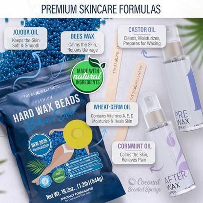 Tress Wellness Deluxe Enthaarungsset für empfindliche Haut – Gesicht & Körper, inklusive Vor- und Nachbehandlungsspray, einfach anzuwenden – für Gesicht, Bikini, Brazilian & Ganzkörper, Schwarz & Weiß